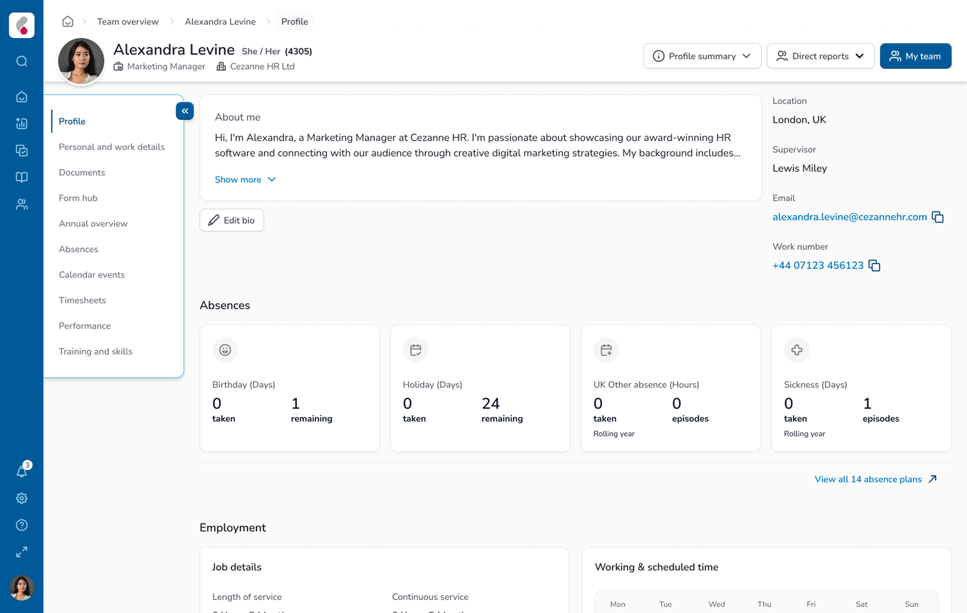 Candidate profile screenshot